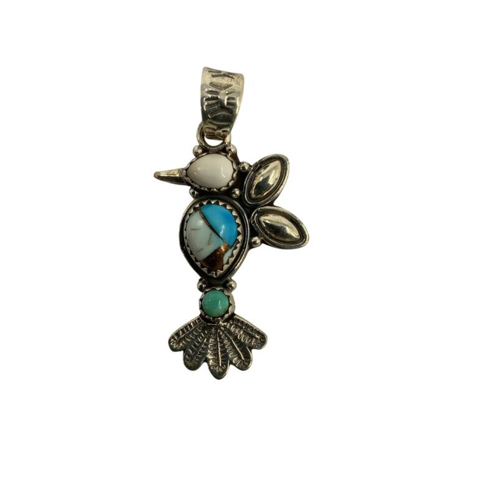 925 Sterling Silver Women Sterling Silver 925 Dahlia Turquoise Pendant Blue OS